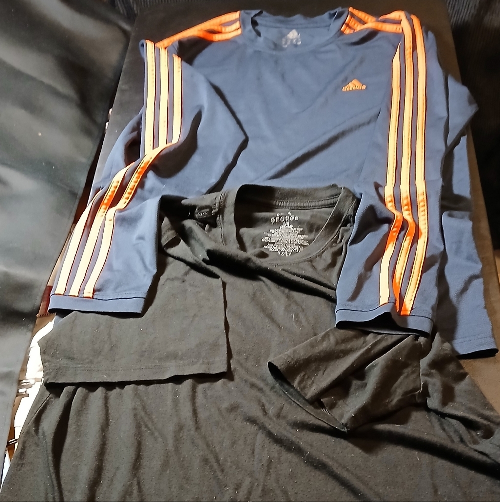 George Black Short Sleeve Size L and Addas Dark Blue Size Long Sleeve Shirt